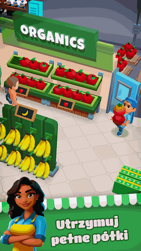 Kolorowy wystrój supermarketu z półkami pełnymi produktów